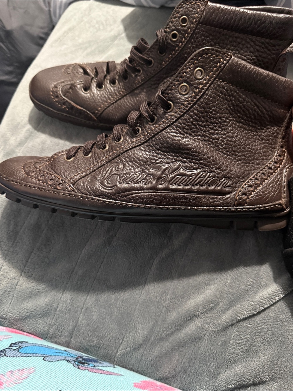Louis Vuitton Brown Pebbled Leather High-Top Sneakers